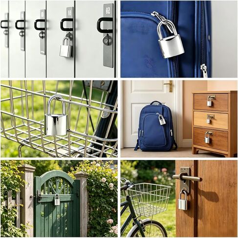 2 Pcs Small Locker Lock with 3 Keys Alike, Silver Lock Keyed Padlock, Luggage Padlocks for Travel Bags, Securing Luggage, Toolbox, Gym Locker - 32mm(1.25in) in Kuwait
