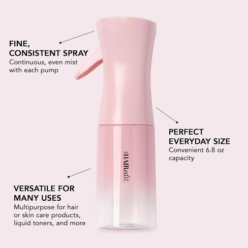 The Hair Edit Infinity Spray Bottle, Continuous Fine Mist Water Sprayer, Ultra-Fine Even Mist for Hair Styling, Curls & Blowouts, Ergonomic Design, Continuous Small Spray Bottle, 6.8 oz in Saudi Arabia
