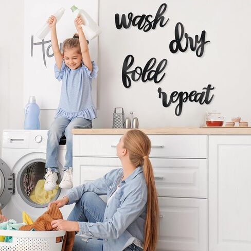4 Pieces Metal Laundry Sign (Black) in Saudi Arabia