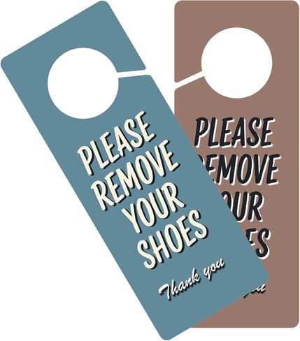 Please Remove Your Shoes Sign, 2Pack Shoes off Shoe-Free Home Signs for Airbnb, House with Hardwood Floors, Double Sided Waterproof PVC Doorknob Sign in Saudi Arabia