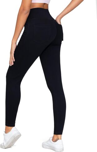 Dragon Fit Women's Skinny Jeans Crossover High Waist Jeggings Stretchy Denim Leggings with Pockets in Saudi Arabia