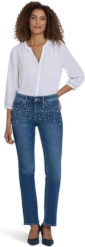 NYDJ Women's Marilyn Straight Faux Pearl Jeans in Lake Notre-Dame in Kuwait