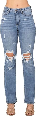 Judy Blue Womens Jeans - High Waisted Stone Wash Destroyed Bootcut in Saudi Arabia