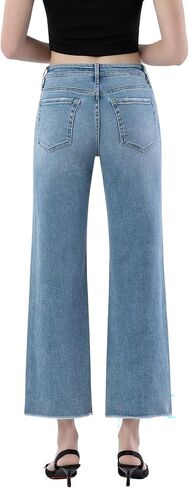 Lovervet by VERVET Women's Clean Cut Raw Hem Ankle Slim Wide Jeans in Saudi Arabia