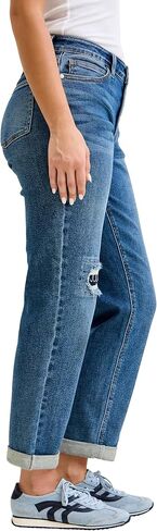 Judy Blue Womens Jeans - Mid Rise Boyfriend Embroidered Repair Patch in Kuwait