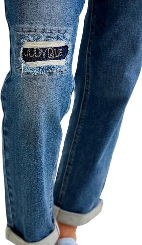 Judy Blue Womens Jeans - Mid Rise Boyfriend Embroidered Repair Patch in Kuwait