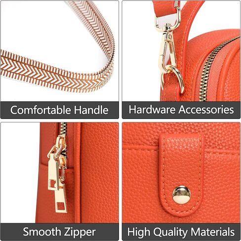 Vegan Leather Crossbody Bag for Women, Multi Compartment Lightweight Shoulder Purse, Casual Daily Crossbody Bag in Kuwait