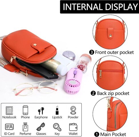 Vegan Leather Crossbody Bag for Women, Multi Compartment Lightweight Shoulder Purse, Casual Daily Crossbody Bag in Kuwait