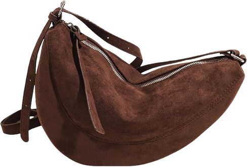 Faux Suede Sling Bag - Women's Crossbody Purse with Adjustable Long Strap, Lightweight Travel Shoulder Bag, Soft in Kuwait