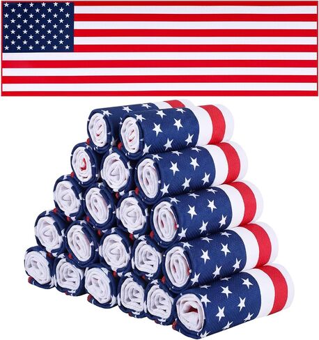 SHIHANEE 6 PACK FLAG American Flag Summer Tooling منشفة للرجال نساء 40 "x12" منشفة تبريد وطني للرقبة والوجه الرابع من يوليو لوازم بارد in Kuwait