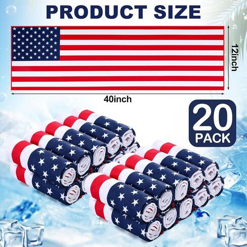 SHIHANEE 6 PACK FLAG American Flag Summer Tooling منشفة للرجال نساء 40 "x12" منشفة تبريد وطني للرقبة والوجه الرابع من يوليو لوازم بارد in Kuwait