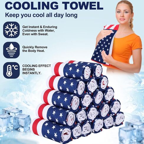SHIHANEE 6 PACK FLAG American Flag Summer Tooling منشفة للرجال نساء 40 "x12" منشفة تبريد وطني للرقبة والوجه الرابع من يوليو لوازم بارد in Kuwait