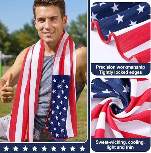 SHIHANEE 6 PACK FLAG American Flag Summer Tooling منشفة للرجال نساء 40 "x12" منشفة تبريد وطني للرقبة والوجه الرابع من يوليو لوازم بارد in Kuwait
