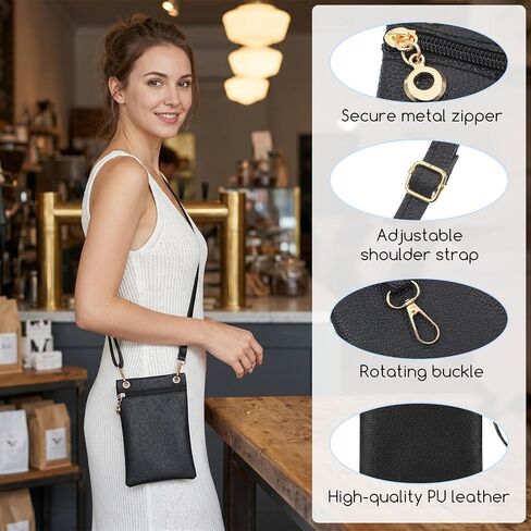 1 Pcs Cell Phone Purse Lightweight Small Crossbody Bags PU Leather Phone Bag Crossbody Phones Wallet Adjustable Strap Cell Phones Bag for Women Shopping(Black) in Saudi Arabia