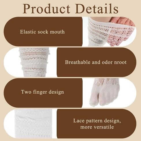 3 Pairs Lace Sexy Tabi Socks Women Split Two Toe Socks Japanese Toes Separated Sock Ruffle Frilly Sports Casual Sock for Men Women Unisex in Saudi Arabia