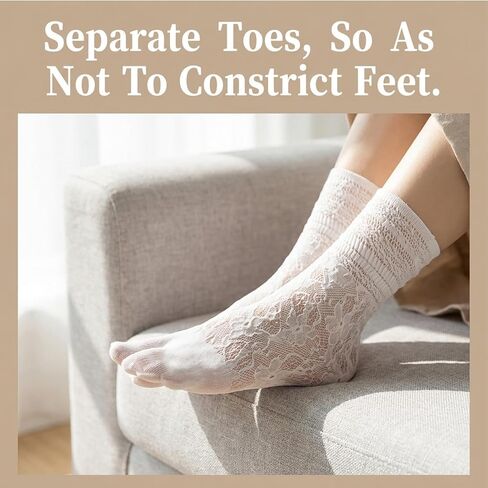 3 Pairs Lace Sexy Tabi Socks Women Split Two Toe Socks Japanese Toes Separated Sock Ruffle Frilly Sports Casual Sock for Men Women Unisex in Saudi Arabia