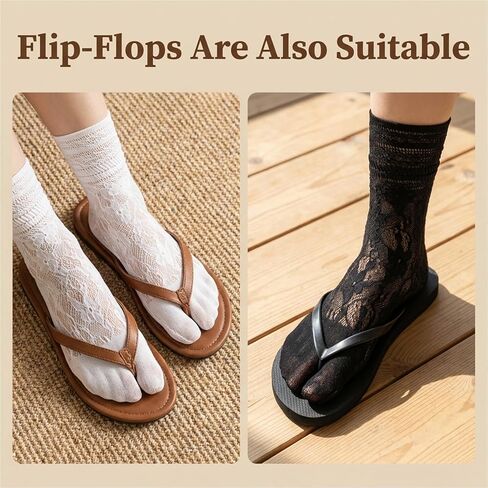 3 Pairs Lace Sexy Tabi Socks Women Split Two Toe Socks Japanese Toes Separated Sock Ruffle Frilly Sports Casual Sock for Men Women Unisex in Saudi Arabia