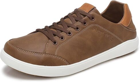 Men's Dress Sneakers, Casual Synthetic Leather Shoes, Ultra-Lightweight Lace Up with Wide Toe Box, Retro Minimalist Walking Shoes for Business, Office & Daily Commute in Saudi Arabia
