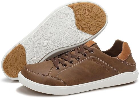 Men's Dress Sneakers, Casual Synthetic Leather Shoes, Ultra-Lightweight Lace Up with Wide Toe Box, Retro Minimalist Walking Shoes for Business, Office & Daily Commute in Kuwait