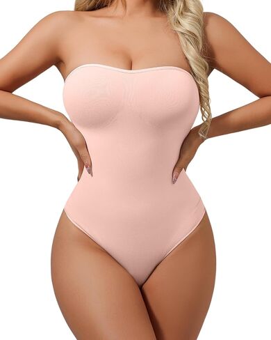 Strapless Body Shaper Tummy Control for Women Thong Seamless Body Suit Shapewear Strapless Bodysuit Shapewear in Kuwait