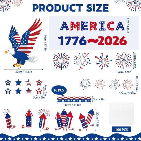 4th of July Bulletin Board Decorations, 250th Anniversary Patriotic Classroom Door Decor Set with Fireworks Stars Cutouts for Independence Memorial Day Office School Home Wall Party Supplies in Saudi Arabia