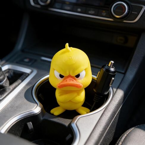 Angry Yellow Duck Figurine,3D Printed Cute Duck Desk Decor,Funny Grumpy Duck Statue for Home,Office,Car Dashboard,Unique Gift for Duck Lovers in Kuwait