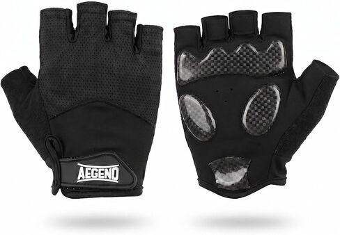 Aegend Half-Finger Cycling Gloves, Anti-Slip Shock-Absorbing Padded Palm, Breathable Mesh for Biking, Fitness and Outdoor Activities (Black) in Saudi Arabia