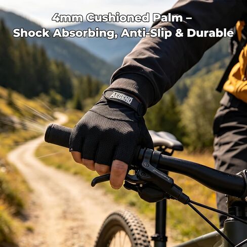 Aegend Half-Finger Cycling Gloves, Anti-Slip Shock-Absorbing Padded Palm, Breathable Mesh for Biking, Fitness and Outdoor Activities (Black) in Saudi Arabia