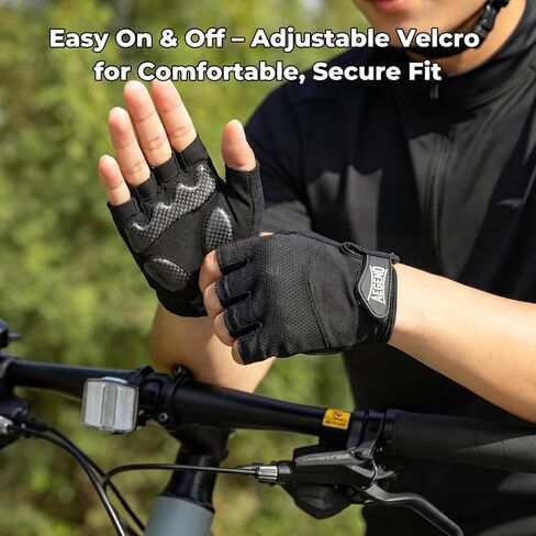 Aegend Half-Finger Cycling Gloves, Anti-Slip Shock-Absorbing Padded Palm, Breathable Mesh for Biking, Fitness and Outdoor Activities (Black) in Saudi Arabia