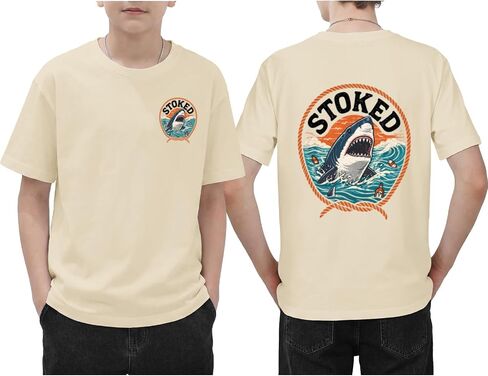 Shark Shirts for Boys Beach Ocean Surf Shirt Kids Graphic Tees Cartoon Animal Vacation Summer Cotton Tshirt in Saudi Arabia