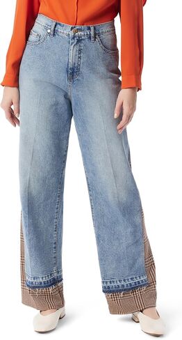 DEE OCLEPPO Women's Autumn High Rise Mix Media Straight Leg Jean Standard in Saudi Arabia