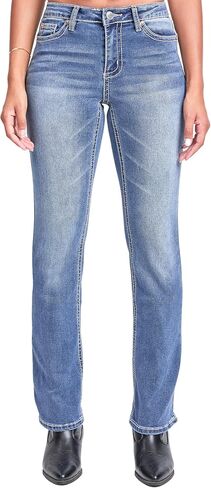 YMI Women's YMI Jeans Women's Mid Rise Studded Fleur De Lis Bootcut Jeans in Kuwait
