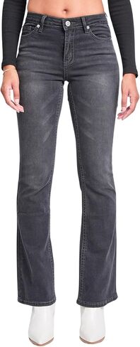 YMI Women's YMI Jeans Women's Mid Rise Studded Fleur De Lis Bootcut Jeans in Kuwait