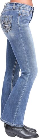YMI Women's YMI Jeans Women's Mid Rise Studded Fleur De Lis Bootcut Jeans in Kuwait