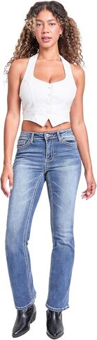 YMI Women's YMI Jeans Women's Mid Rise Studded Fleur De Lis Bootcut Jeans in Kuwait