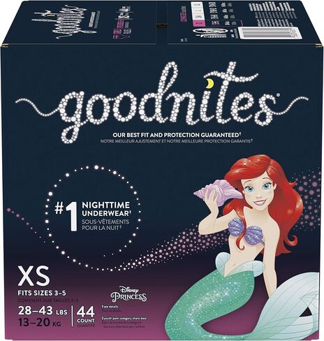 Huggies Goodnites Training Pants, Girls Bedwetting NightTime Underwear, Size XS, 28-43 lbs, 44 Count, Giga Pack in Saudi Arabia
