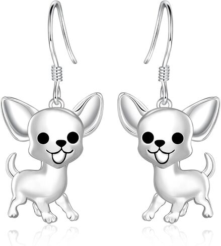 Silver Chihuahua Earrings for Dog Lovers – Hypoallergenic Animals Pet Dog Dangle Earrings Puppy Themed Jewelry Gifts for Chihuahua Enthusiasts in Saudi Arabia