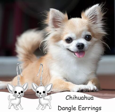 Silver Chihuahua Earrings for Dog Lovers – Hypoallergenic Animals Pet Dog Dangle Earrings Puppy Themed Jewelry Gifts for Chihuahua Enthusiasts in Saudi Arabia
