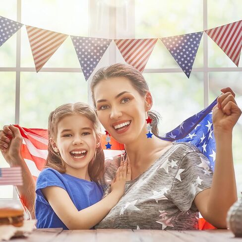 American Flag Earrings for Women - Patriotic Red White and Blue Star Drop Dangle Earrings Earrings 4th of July Outfit Independence Day Accessories Jewelry Gifts in Saudi Arabia