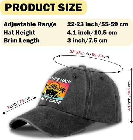 Funny Cruise Printed Hat for Women - Cruise Hair Don't Care - Adjustable Washed Cotton Baseball Cap for Vacation Travel - Birthday Gifts for Mom Wife Sister Bestie Multicolor in Saudi Arabia