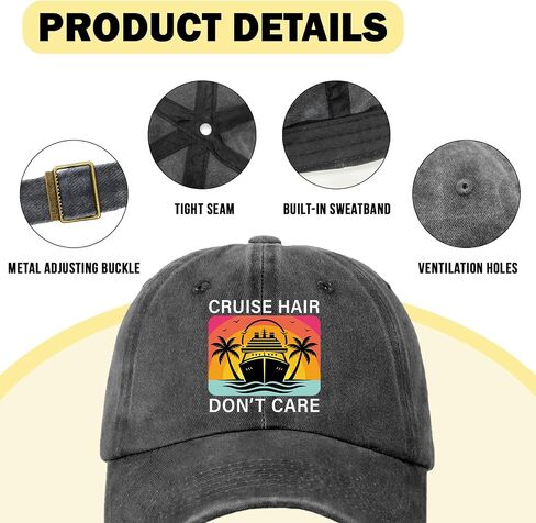 Funny Cruise Printed Hat for Women - Cruise Hair Don't Care - Adjustable Washed Cotton Baseball Cap for Vacation Travel - Birthday Gifts for Mom Wife Sister Bestie Multicolor in Saudi Arabia