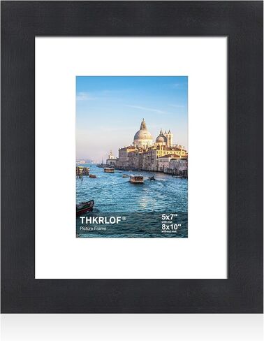 إطار صورة مقاس 8 × 10 مع زجاج حقيقي، إطارات صور من الخشب الصلب القديم مع حصيرة مقاس 5 × 7 لسطح الطاولة والتعليق على الحائط، أسود، عبوة واحدة in Kuwait
