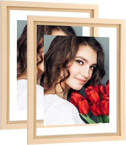 LBECUA 11x14 Floating Picture Frames, Textured Wood Grain Floating Frame for 8x10, 8.5x11 Photos or Full Display 11x14 Photos, Horizontal And Vertical Formats for Wall, 2 Pack in Saudi Arabia