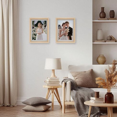 LBECUA 11x14 Floating Picture Frames, Textured Wood Grain Floating Frame for 8x10, 8.5x11 Photos or Full Display 11x14 Photos, Horizontal And Vertical Formats for Wall, 2 Pack in Saudi Arabia