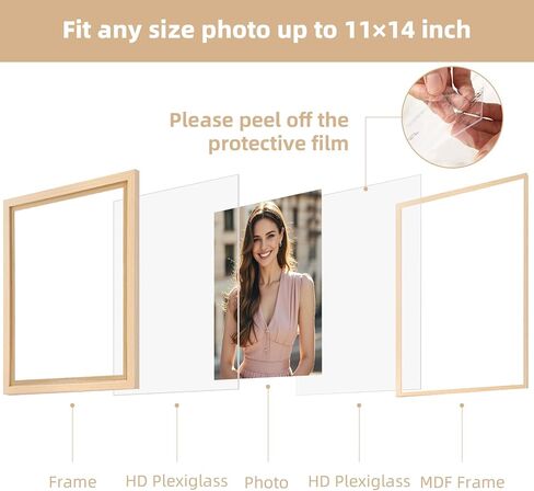 LBECUA 11x14 Floating Picture Frames, Textured Wood Grain Floating Frame for 8x10, 8.5x11 Photos or Full Display 11x14 Photos, Horizontal And Vertical Formats for Wall, 2 Pack in Saudi Arabia