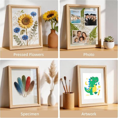 LBECUA 11x14 Floating Picture Frames, Textured Wood Grain Floating Frame for 8x10, 8.5x11 Photos or Full Display 11x14 Photos, Horizontal And Vertical Formats for Wall, 2 Pack in Saudi Arabia