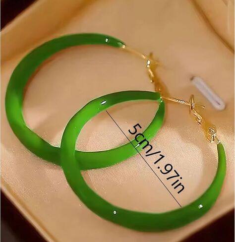 Trendy Green Hoop Earrings Bold Lightweight Painting Process Hoops Women Statement Jewelry Daily Casual Wear in Saudi Arabia
