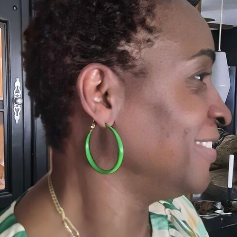 Trendy Green Hoop Earrings Bold Lightweight Painting Process Hoops Women Statement Jewelry Daily Casual Wear in Saudi Arabia