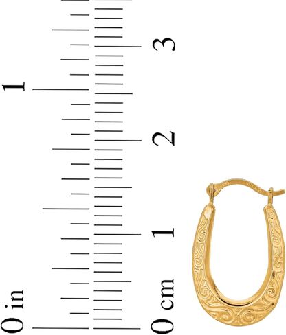 Floreo 10k Yellow Gold 16mm Oval Scroll Pattern Hoop Earrings in Saudi Arabia