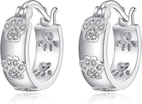 Paw Print Earrings Cat Dog Paw Hoop Earrings Animal Jewelry Christmas Birthday Mothers Day Gifts for Women in Saudi Arabia